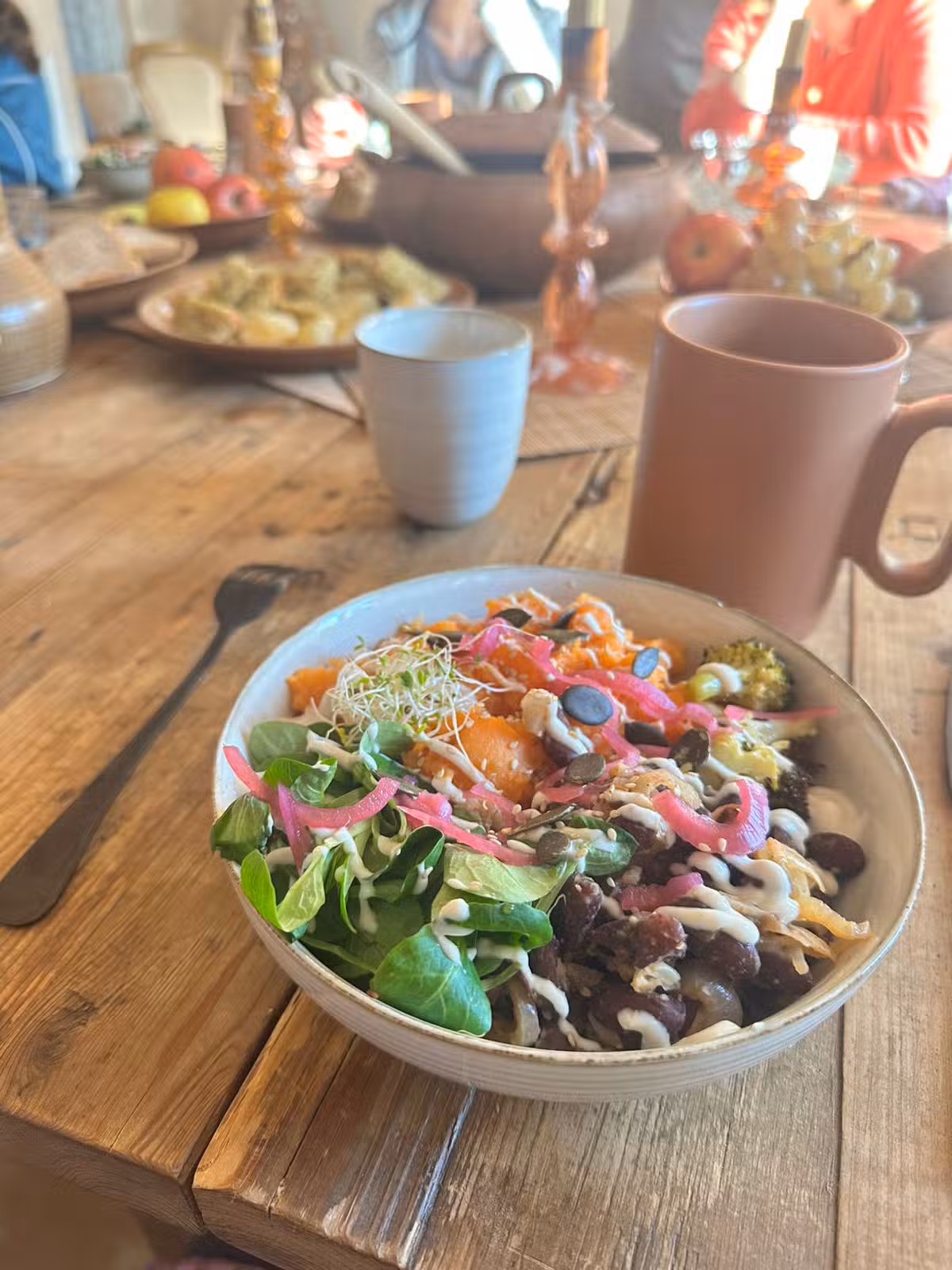 Repas végétarien lors de la retraite yoga nouvel an